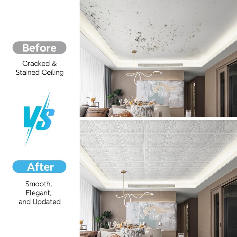 STICKGOO Drop Ceiling Tiles 24"x24", PVC Panels Plastic Ceiling Tiles
