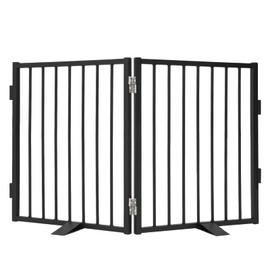 Snagle Paw Full Metal Freestanding Dog Gate,Indoor Dog Gate with Floor Protect Support Feet, 40x24Inches Foldable Dogs Barrier for Stairs, Hallways and Doorways (24'' H 2 Panel, Black)
