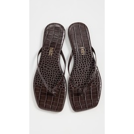 TKEES Women's Square Toe Lily Flip-Flop, Carob Croc, 9