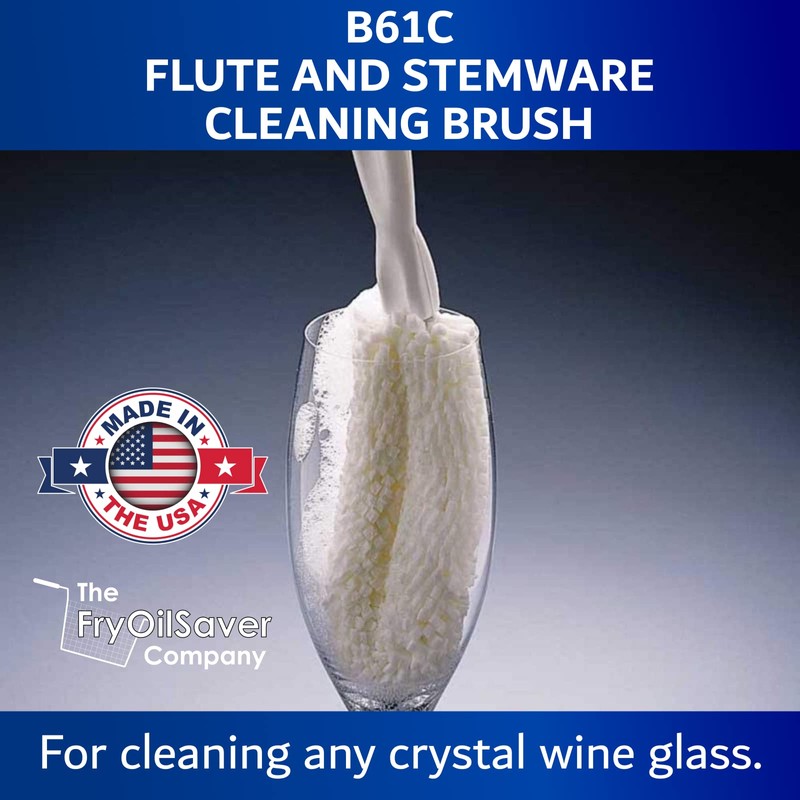 Flute and Stemware Wine Glass Cleaning Brush - Dishwasher Safe,