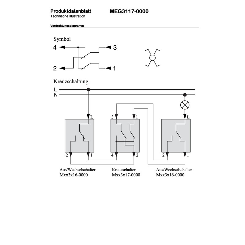 Merten MEG3117-0000 Crossover Switch Insert 1-Pin / 10 AX /