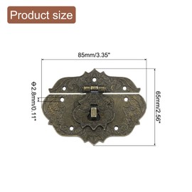 sourcing map Hasp Clasp Latch Lock, 85 x 65mm Decorative Retro Toggle Latch Zinc Alloy Hasp Lock for Jewelry Box Suitcase Toolbox Wooden Case, Bronze