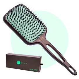 Professional Series Eco-Friendly Boar Bristle Paddle Hair Brush for Women by MINT | Anti-Breakage Detangling Brush Great for Color-Treated Hair, Extensions and All Hair Types | Hand-Crafted Wooden Handle with Removable Washable Bristle Pad