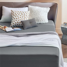 Bedsure King Size Fitted Sheets - Bed Sheets Extra Deep Pocket 16 inch (40 cm) made of Soft Brushed Microfiber for Kingsize Bed, Dark Grey, 150x200cm