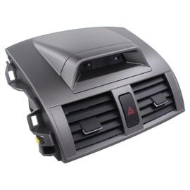 MOTOKU Grey Gray Center Dash A/C Outlet Air Vent Panel with Clock and Sliver Upper Side Central Dashboard Trim Strip Set for Toyota Corolla 2009-2013