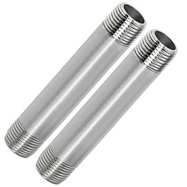 Fitvell 304 Stainless Steel Nipple Pipe Fitting 1/2" NPT X 1/2" NPT Male Thread Cast Pipe Fittings 6" 150mm Length (pack of 2)