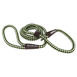 Water & Woods Braided Rope Dog Slip Leash by Coastal Pet - Heavy-Duty Dog Leash - Comfortably Accommodate Various Sizes - Easy Slip Design - Green & White, 1/2" x 6'