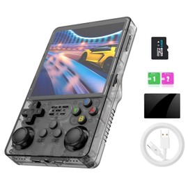R36splus Retro Handheld Game Console 4.0 inch Screen , 64GB Built-in /26+ emulators/15000+ Game，Portable Emulators Handheld（Transparent Purple）