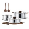 CAROTE 10pcs Stainless Steel Cookware Set with Detachable Handle, Pots