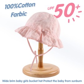 JANGANNSA Bow Baby Girls Summer Hat Flower Toddler Girls Sun Hat Cotton Breathable Infant Cap (6-12 Months, Pink Bowknot)