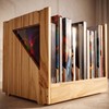 Briwooody 85 Records Wood Vinyl Record Storage with Handles for