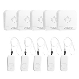 YYCALLING Wireless Caregiver Pager Smart Call System 5 SOS Call Buttons/Transmitters 5 Receivers Nurse Calling Alert Patient Help System for Home/Personal Attention Pager