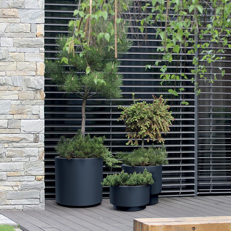 Prosperplast Heos Flower Pot Planter with Insert Plastic Anthracite 29.8