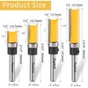Flytuo 4PCS Pattern Flush Trim Router Bit Set 1/4" Shank,
