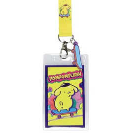 Pompompurin 2-Sided ID Lanyard Badge Holder with Character Design Card and 2" Rubber Skateboard Pendant