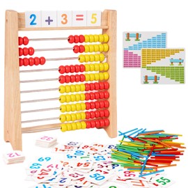 CRIMOCA 100-Ball Abacus, Number Cards, Counting Sticks, Calculator Set, Hyaka-Ball Abacus, Number Mathematics, Toys, Educational Learning Toys, Boys, Girls, Children, Elementary School Students, Addition, Subtraction, Multiplication, Division, Teaching T