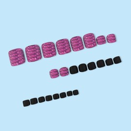 24Pcs Purple Black Press on Toenails Short Square Fake Toe Nails with Purple Scale Designs Artificial Toenail Press ons Full Cover Acrylic False Toenails Glue on Toe Nails for Coquette Women