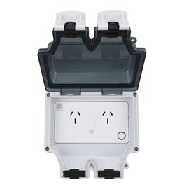 Waterproof WiFi Smart Power Outlet, APP Control, 50 60HZ 2.4G WiFi Outdoor Plug Socket Power Smart Waterproof Socket Safety Lock Hole 15A AU Plug, IP66 Outdoor Socket (SNW-2AU)