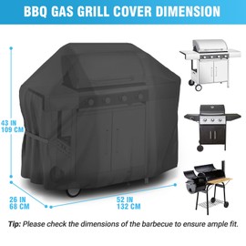 Velway Barbecue Cover 132 x 68 x 109 cm Weatherproof for Gas Grill – Grill Cover Rainproof BBQ Cover Protective Cover Dustproof Grill Tarpaulin Grill Protection – Black