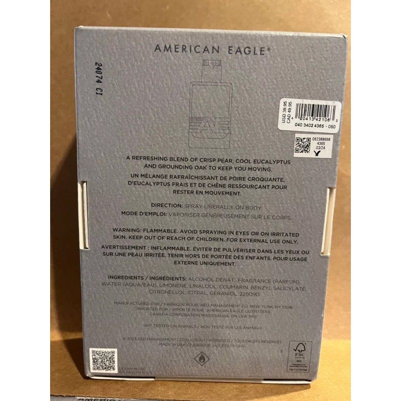 American Eagle AE 24/7 Men's Eau De Cologne Spray -