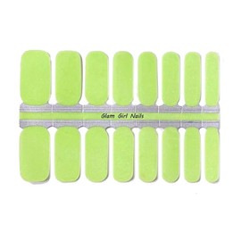 Glam Girl Nails Neon Green Sparkle Nail Polish Strips / Nail Wraps / Nail Stickers