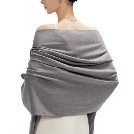 MaaMgic Womens Large Soft Cashmere Feel Pashmina Shawls Wraps Winter Light Scarf, One Size, Dark Gray