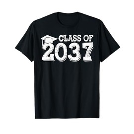 Class Of 2037 Grow With Me Handprints Space On Back T-Shirt
