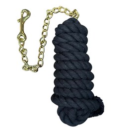 Basic Cotton Lead Rope w/Stud Chain Black