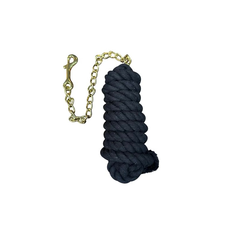 Basic Cotton Lead Rope w/Stud Chain Black