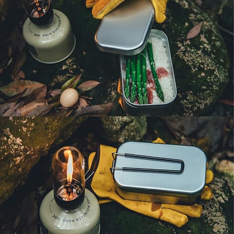 Camping Cookware Mess Kit Bento Lunchbox Fast-Heating Metal Camping Bowl
