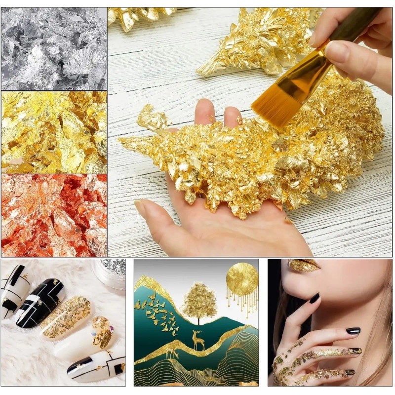 Copos De Lámina De Oro Para Resina Pintura Uñas Decoración