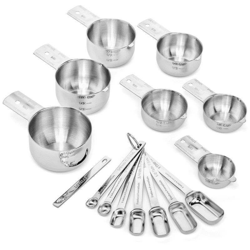 Hudson Essentials Stainless Steel Measuring Cups and Spoons Set (14