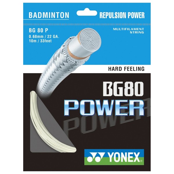 Yonex BG80 Power Badminton Racket String 0.68mm 10m - White