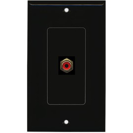RiteAV - 1 RCA Red for Subwoofer Audio Port Wall Plate Decorative - Black