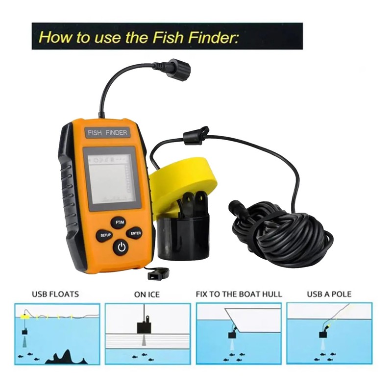 100M Sonar Fish Finders 45 Degrees Sonar Coverage Echo Sounder