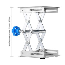 Lifting Tables Stainless Steel Laboratory Lifting Platform Stand Rack Scissor Jack Lifter 100 x 100 x 160 mm (Blue Handle)