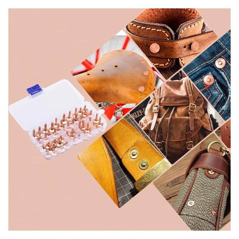 WUTA 40 Piece Copper Rivets Set, Pure Copper Rustproof Leather