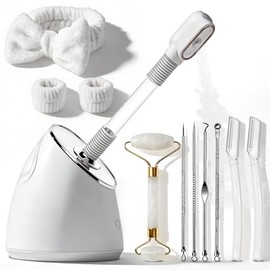 Pjordo Facial Steamer Spa Kit, Nano Ionic Face Steamer for Deep Cleaning Unclogs Pores, Warm Mist Humidifier Steamer for Face Home Sauna SPA, Self Care Gifts for Women