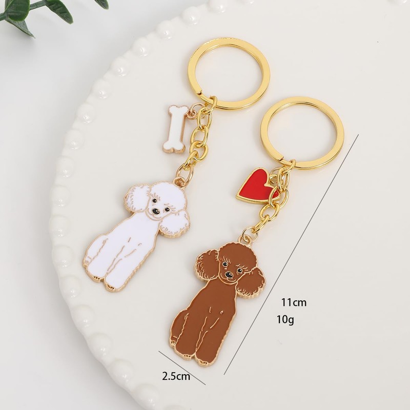 BT Bear Dog Keychain,Cute Metal Keychain,Bag Charm, Brown Poodle
