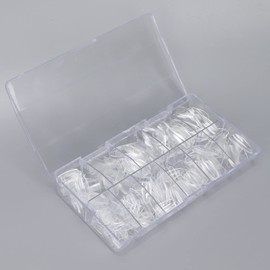 500 pieces almond shaped acrylic nail tips, clear false nail tips, full cover nails with case for nail salons and DIY nail art