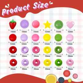 TOAOB 142 Sets Plastic Snap Button Fasteners 6 Colors Press Studs Round Heart Sunflowers Shaped Poppers Fasteners for DIY Clothing Sewing Crafting