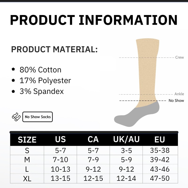 CLOSEMATE 6 Pairs Trainer Socks Men & Women Non-Slip Heel