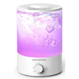 MEGAWISE 3.5L Cool Mist Humidifier with Top Refill, Large Capacity of 3.5L, Easy Safe and Convenient for Home + 7 Night light Colors