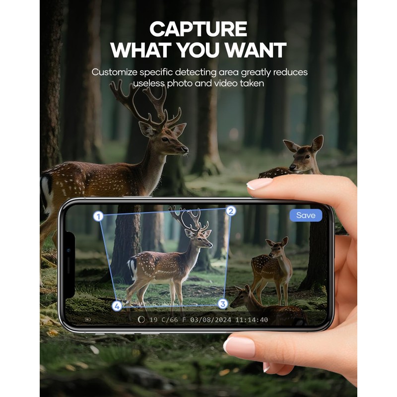 Solar Trail Camera 64MP 4K, 6000mAh Wildlife Camera with Night