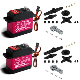 HOOYIJ 2 Pack High Torque 30KG Digital RC Servo, DS3230MG Stainless Steel Full Metal Gear Waterproof Steering RC Servo Motor for 1/8 1/10 Scale RC Baja Car Crawler Buggy Boat Robot Control Angle 180°