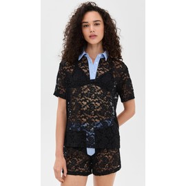 Lioness Women's Cobain Lace Polo, Onyx, Black, XS