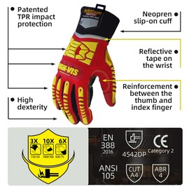 Seibertron HIGH-VIS HRC5 Rigger Excellent Grip Cut5 Handyman/Boxer Work Gloves Abrasion Resistant Oil & Gas Drilling Safety Impact Protection Gloves CE EN388 3541 S