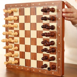 15-Inch Deluxe Chess Set – Foldable Tournament Board with Storage Box & 2 Extra Queens – for Adults, Beginners & Chess Lovers