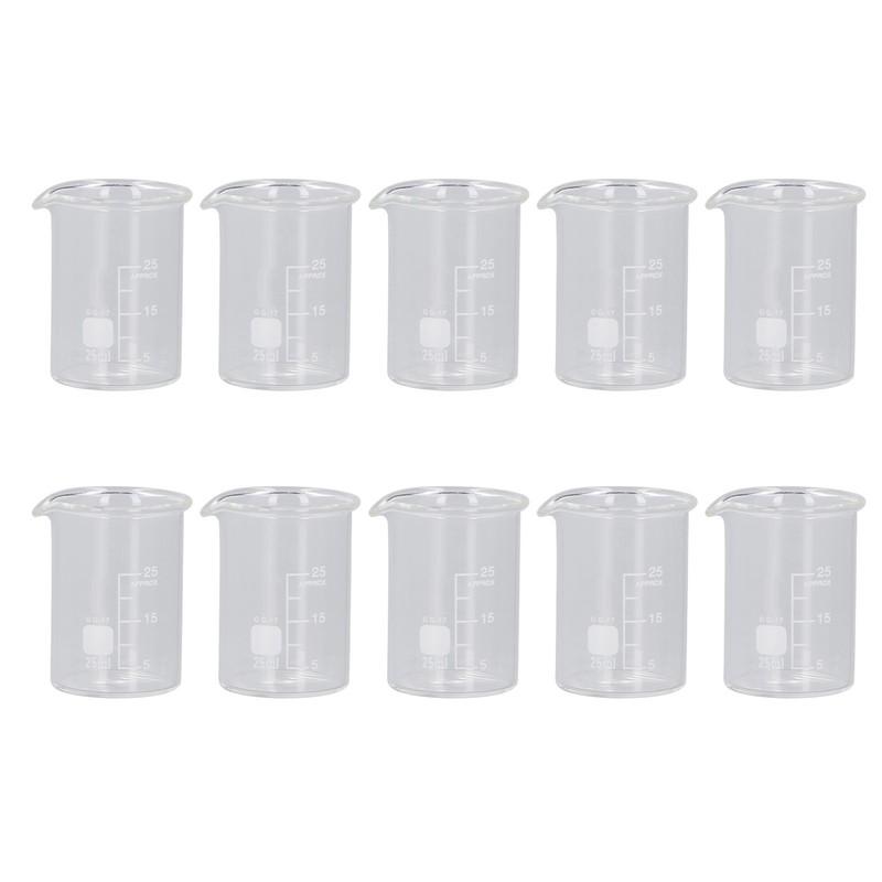 10PCS Glass Beaker Set Experiment Measuring Cup with Scale Teaching
