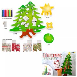 PickMe Pick Me Christmas DYI Craft Tree 19.6"H, LED Lights 12 Markers 4 Square Paper